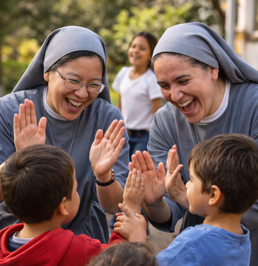 Religious sisters smiling with youth