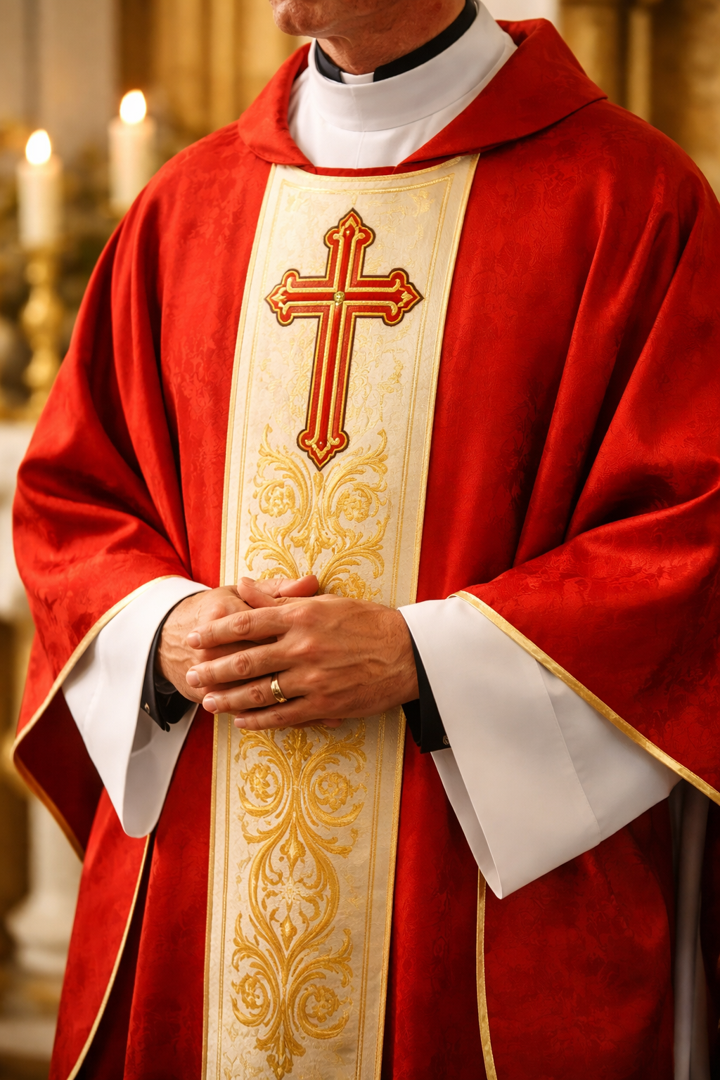 Priest celebrating Mass with community